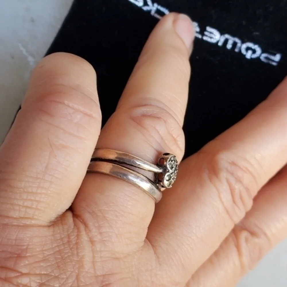 Vintage‎ silver/marcasite heart  ring 7- 7.5 - Picture 6 of 7